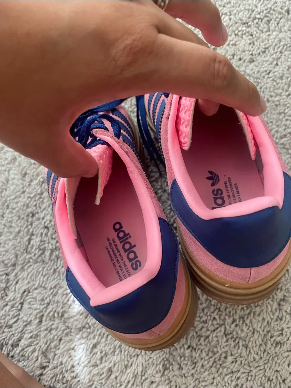 Adidas Gazelle pink glow platform sneakers